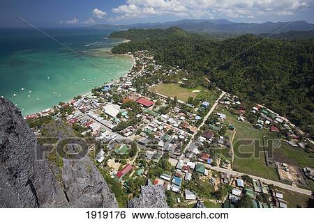 Aerial View Of Coastline Of Tropical Island; El Nido, Palawan, Philippines View Large Photo Image Stock Photograph - Aerial View Of Coastline Of Tropical Island; El Nido, Palawan, Philippines. Fotosearch
