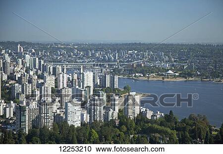 Aerial view of downtown buildings and False Creek; Vancouver, British Columbia, Canada View Large Photo Image Stock Image - Aerial view of downtown buildings and False Creek; Vancouver, British Columbia, Canada. Fotosearch
