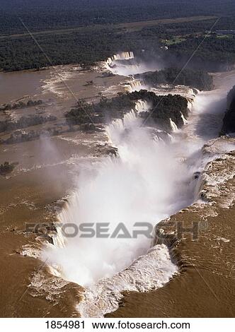 Stock Image - Aerial View Of Iguacu Falls, Brazil. Fotosearch