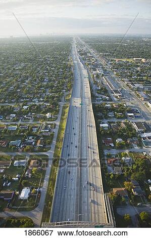Stock Photo - Aerial View Of Interstate Highway 95 Looking South Towards Miami, Florida, Usa; Miami, Florida, Usa. Fotosearch