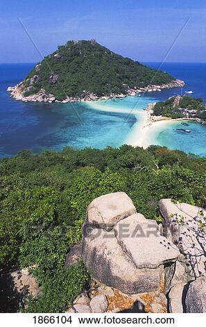 Picture - Aerial View Of Koh Nang Yuan Islands Off Koh Tao, Thailand. Fotosearch