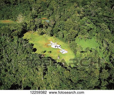 Stock Image - Aerial view of Kokoda Trail Monument; Kokoda, Papua New Guinea. Fotosearch