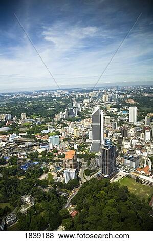 Stock Photo - Aerial View Of Kuala Lumpur; Sabah, Malaysian Borneo, Malaysia. Fotosearch