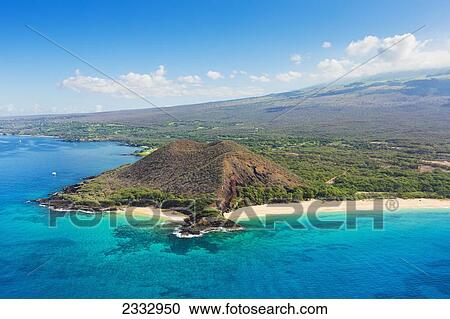 Stock Image - Aerial view of Makena Beach; Maui, Hawaii, United States of America. Fotosearch