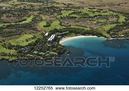 Aerial view of Mauna Kea beach hotel and resort and golf course; Island of Hawaii, Hawaii, United States of America View Large Photo Image Stock Photography - Aerial view of Mauna Kea beach hotel and resort and golf course; Island of Hawaii, Hawaii, United States of America. Fotosearch