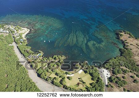 Aerial view of Puako bay and boat ramp; Island of Hawaii, Hawaii, United States of America View Large Photo Image Stock Image - Aerial view of Puako bay and boat ramp; Island of Hawaii, Hawaii, United States of America. Fotosearch
