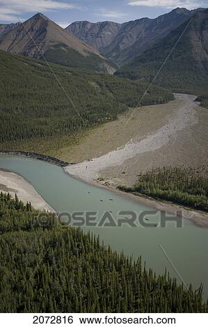 Stock Photograph - Aerial View Of South Nahanni River, Nahanni National Park, Northwest Territories. Fotosearch
