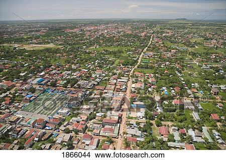 Picture - Aerial View Of The City Of Siem Reap, Cambodia. Fotosearch