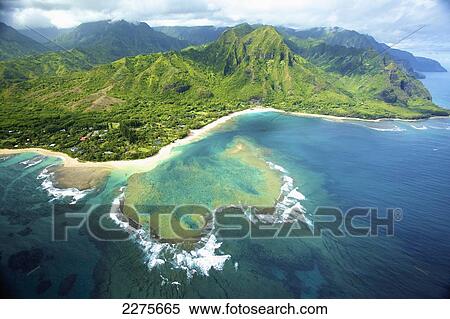 Aerial view of the coastline of an hawaiian island; Na Pali coast of Kauai, Hawaii, United States of America View Large Photo Image Stock Photography - Aerial view of the coastline of an hawaiian island; Na Pali coast of Kauai, Hawaii, United States of America. Fotosearch