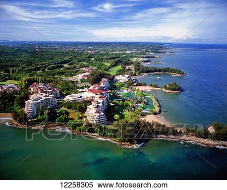 Stock Photography - Aerial view of the Empire Hotel and Country Club; Bandar Seri Begawan, Brunei. Fotosearch
