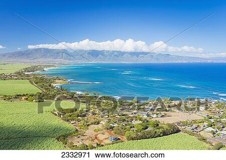 Aerial view of the North shore coastline, Paia and Kuau towns; Maui, Hawaii, United States of America View Large Photo Image Stock Image - Aerial view of the North shore coastline, Paia and Kuau towns; Maui, Hawaii, United States of America. Fotosearch