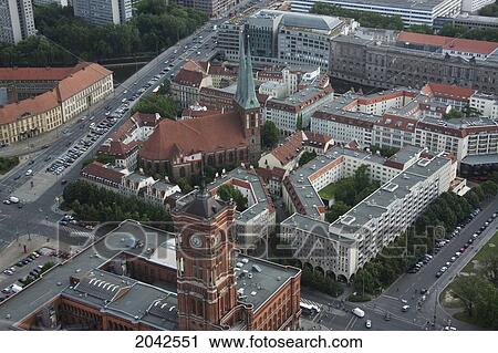Aerial View Of The Rotes Rathaus From The Television Tower, Berlin, Germany View Large Photo Image Stock Image - Aerial View Of The Rotes Rathaus From The Television Tower, Berlin, Germany. Fotosearch