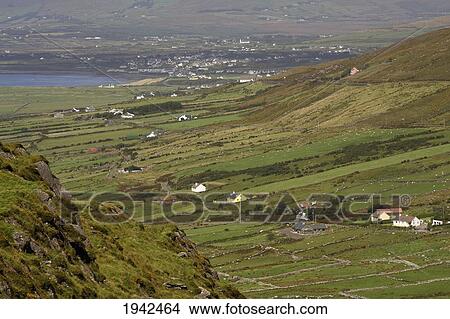Picture - Aerial View Of Town On The Ring Of Kerry; Waterville County Kerry Ireland. Fotosearch