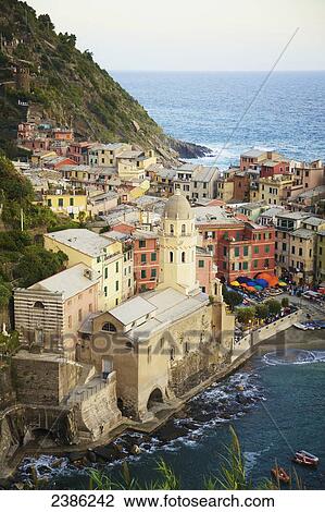 Aerial view of Vernazza, Cinque Terre; La Spezia, Liguria, Italy View Large Photo Image Stock Image - Aerial view of Vernazza, Cinque Terre; La Spezia, Liguria, Italy. Fotosearch