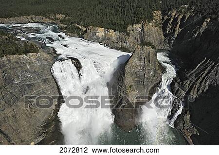 Stock Image - Aerial View Of Virginia Falls, One Of Canada's Largest Waterfalls, Nahanni National Park, Northwest Territories. Fotosearch