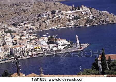 Stock Photo - Aerial View On Town And Harbor. Fotosearch