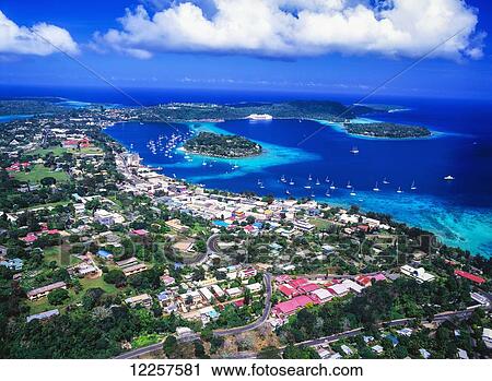 Aerial view over Port Vila, the capital of Vanuatu; Efate Island, Vanuatu View Large Photo Image Stock Image - Aerial view over Port Vila, the capital of Vanuatu; Efate Island, Vanuatu. Fotosearch