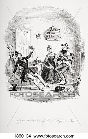Picture - Affectionate Behaviour Of Messrs. Pyke & Pluck. Illustration From The Charles Dickens Novel Nicholas Nickleby By H. K. Browne Known As Phiz. Fotosearch