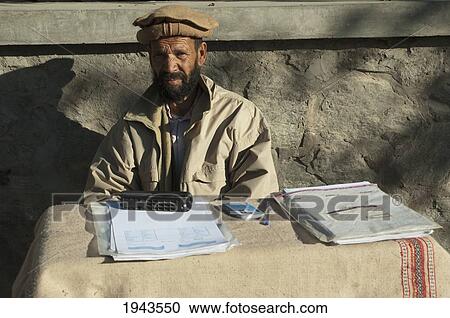 Stock Image - Afghan Notary Public In Charikar, Parwan Province, Afghanistan. Fotosearch