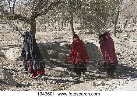 Stock Image - Afghan Women In The Siagerd Valley, Parwan Province, Afghanistan. Fotosearch