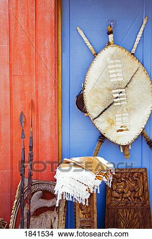 Picture - African Craft Store, Philipsburg City, St. Maarten Island, Netherlands Antilles, Caribbean; Philipsburg, St. Maarten Island, Netherlands Antilles. Fotosearch
