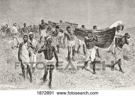 African Porters Carrying Henry Morton Stanley's Dismantled Boat Lady Alice On His Expedition To Explore Lake Victoria. From Afrika, Dets Opdagelse, Erobring Og Kolonisation, Published In Copenhagen, 1901. View Large Photo Image Stock Image - African Porters Carrying Henry Morton Stanley's Dismantled Boat Lady Alice On His Expedition To Explore Lake Victoria. From Afrika, Dets Opdagelse, Erobring Og Kolonisation, Published In Copenhagen, 1901.. Fotosearch