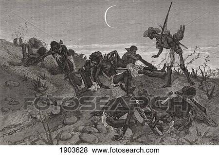 Stock Photo - African Slaves Abandoned By Slave Traders In The 19Th Century. El Mundo En La Mano Published 1878.. Fotosearch