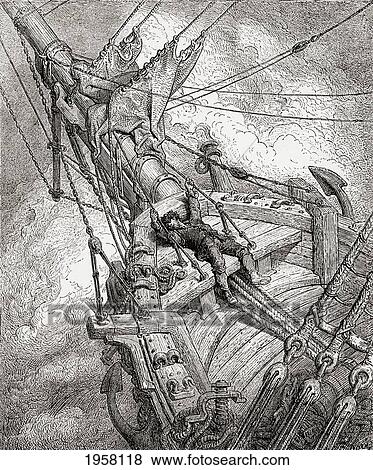 Stock Photo - After The Original Drawing By Gustave Dore For The Rime Of The Ancient Mariner. From Life And Reminiscences Of Gustave Dore, Published 1885.. Fotosearch