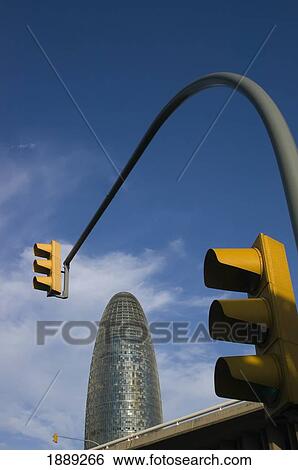 Stock Photograph - Agbar Tower And Traffic Lights. Fotosearch