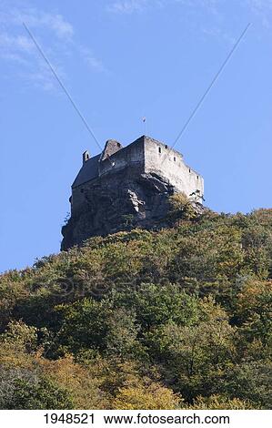Stock Image - Aggstein Castle, as seen from the Danube River in Wachau, Lower Austria, Austria. Fotosearch