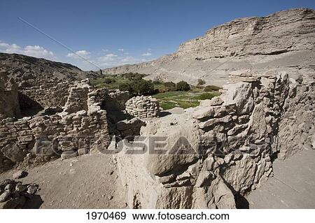 Stock Photo - Agricultural Fields By The Loa River, As Seen From Lasana Pucara, Antofagasta Region, Chile. Fotosearch