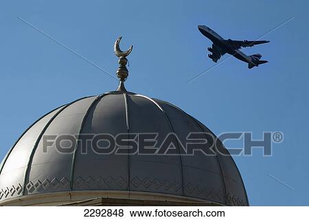 Airliner, Mosque, Hounslow, London, Uk View Large Photo Image Stock Photo - Airliner, Mosque, Hounslow, London, Uk. Fotosearch