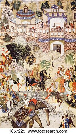 Stock Photography - Akbar Khan's Entry Into Surat, 1572, By Farrukh Beg. From The Book The Outline Of History By H. G. Wells Volume 2, Published 1920.. Fotosearch