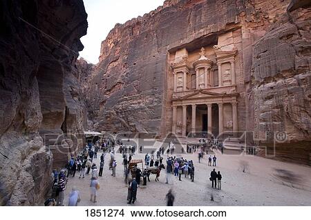 Picture - Al Khazneh In Petra With Visitors. Fotosearch