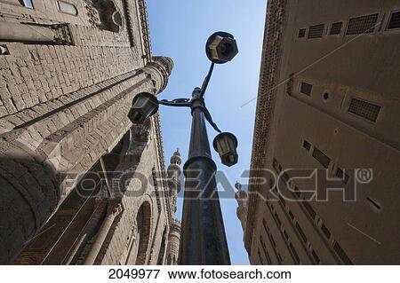 Stock Photo - Al-Rifai Mosque, Street Lamp And Mosque And Madrasa, Cairo, Al Qahirah, Egypt. Fotosearch