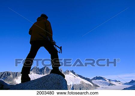 Alaska, Juneau, Ice Field, Mendenhall Glacier, Hiker / Climber Takes In View View Large Photo Image Stock Image - Alaska, Juneau, Ice Field, Mendenhall Glacier, Hiker / Climber Takes In View. Fotosearch