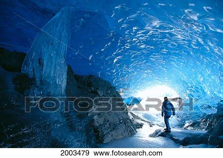 Alaska, Juneau, Mendenhall Glacier, Hiking, Exploring Ice Cave, Interior View View Large Photo Image Stock Photo - Alaska, Juneau, Mendenhall Glacier, Hiking, Exploring Ice Cave, Interior View. Fotosearch