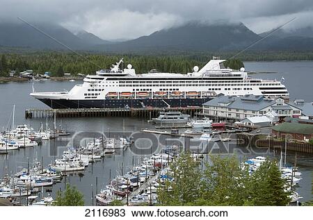 Alaska, The Holland America Statendam in port. View Large Photo Image Stock Image - Alaska, The Holland America Statendam in port.. Fotosearch