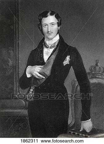 Stock Image - Albert Prince Consort Of Great Britain And Ireland Francis Albert Augustus Charles Emmanuel Prince Of Saxe-Coburg-Gotha 1819 To 1861 Engraved By W Holl After Sir W C Ross From The Book The National Portrait Gallery Volume Iv Published C1820. Fotosearch