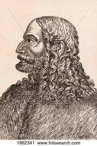 Stock Image - Albrecht D? Rer 1471-1528 German Artist And Mathematician From 75 Portraits Of Celebrated Painters From Authentic Originals Etched By James Girtin Published London 1817. Fotosearch