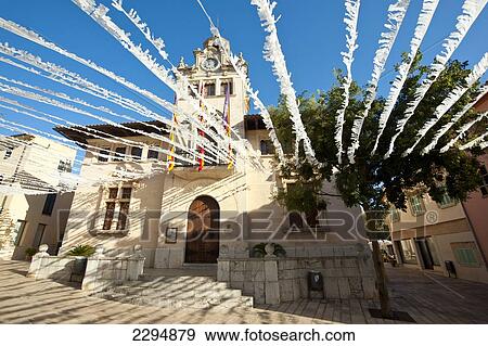 Alcudia's Town Hall And Street Decoration, Mallorca, Balearic Islands, Spain View Large Photo Image Stock Photo - Alcudia's Town Hall And Street Decoration, Mallorca, Balearic Islands, Spain. Fotosearch