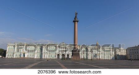 Stock Photograph - Alexander Column And Winter Palace; St. Petersburg Russia. Fotosearch
