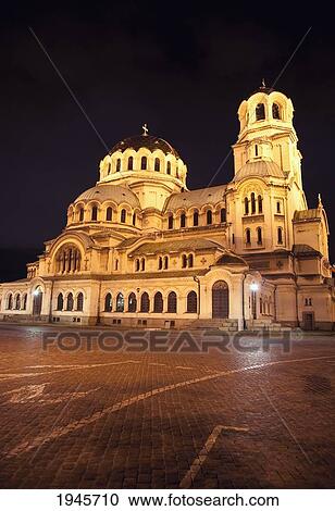 Stock Image - Alexander Nevsky Cathedral at night, Sofia, Bulgaria. Fotosearch