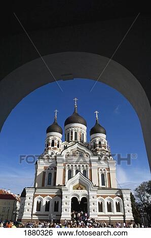 Stock Photograph - Alexander Nevsky Russian Orthodox Cathedral As Seen Through Archway. Fotosearch