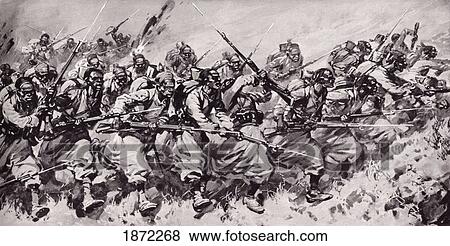 Algerian And Tunisian Troops, Known As Turcos, In A Bayonet Charge Against German Soldiers At The Battle Of Charleroi, Belgium During The First World War. From The Illustrated War News Published 1914 View Large Photo Image Stock Photo - Algerian And Tunisian Troops, Known As Turcos, In A Bayonet Charge Against German Soldiers At The Battle Of Charleroi, Belgium During The First World War. From The Illustrated War News Published 1914. Fotosearch