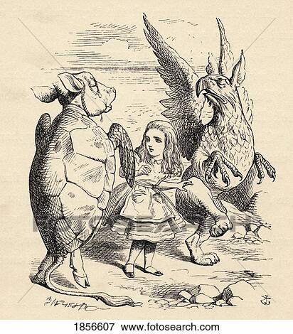 Stock Photo - Alice With The Gryphon And The Mock Turtle Illustration By John Tenniel From The Book Alices's Adventures In Wonderland By Lewis Carroll Published 1891. Fotosearch