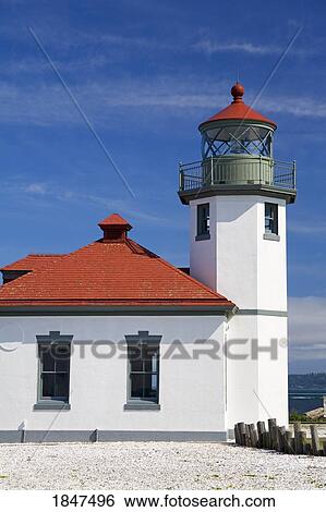 Stock Photograph - Alki Point Lighthouse; Seattle, Washington, Usa. Fotosearch