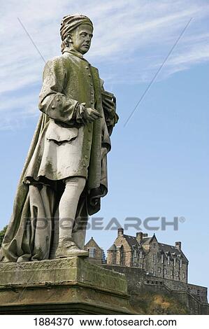 Allan Ramsay Statue With Edinburgh Castle In The Background On Princes Street View Large Photo Image Stock Image - Allan Ramsay Statue With Edinburgh Castle In The Background On Princes Street. Fotosearch