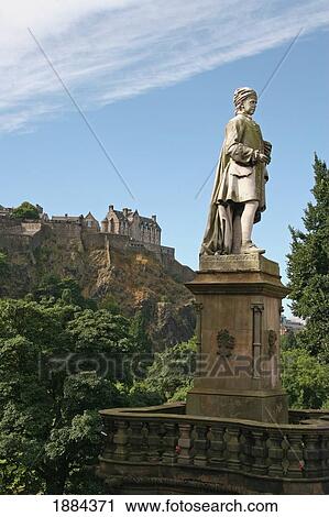Allan Ramsay Statue With Edinburgh Castle In The Background On Prince Street View Large Photo Image Stock Image - Allan Ramsay Statue With Edinburgh Castle In The Background On Prince Street. Fotosearch