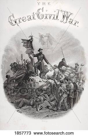 Stock Image - Allegorical Engraving Of Victory From Title Page Volume 3 The Great Civil War A History Of The Late Rebellion By Robert Tomes & Benjamin G. Smith Published By R. Worthington New York 1860S. Fotosearch
